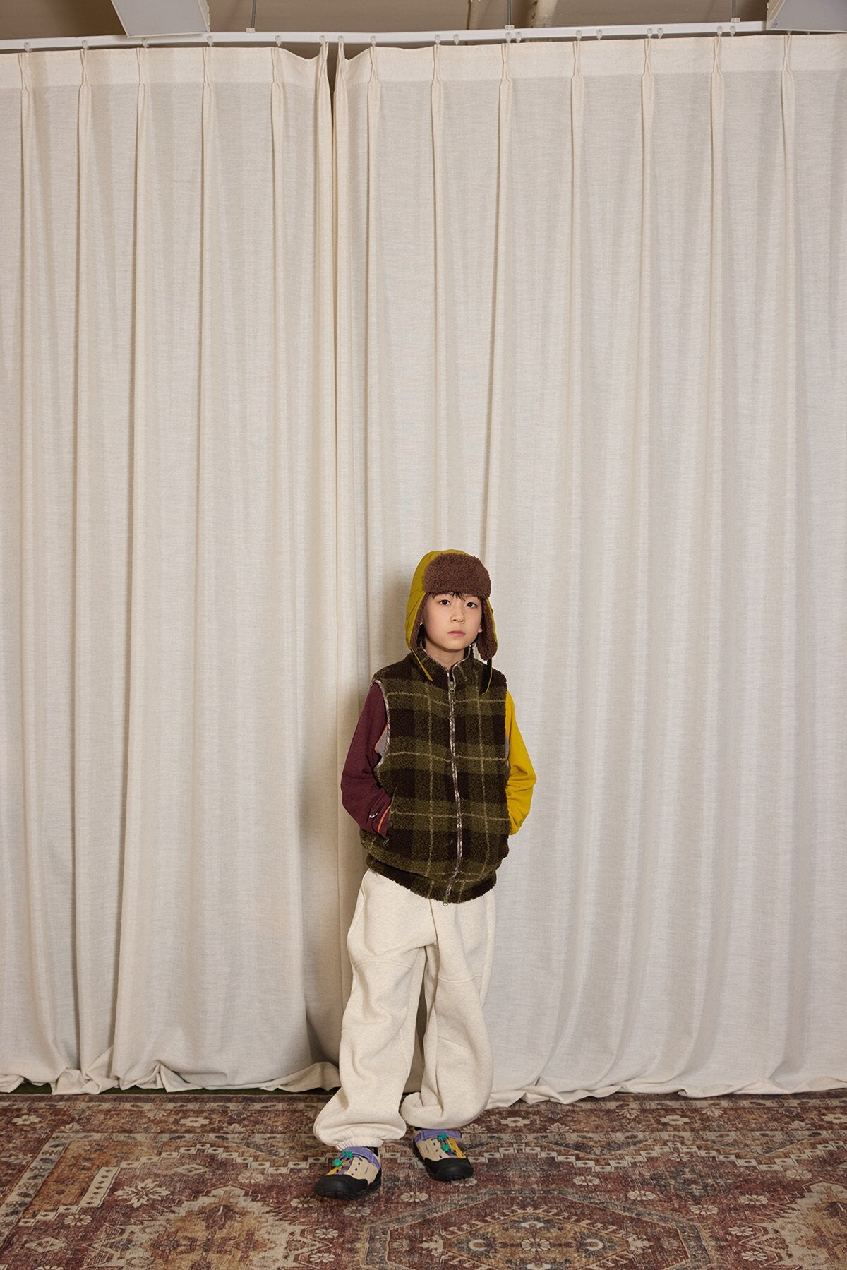 ベスト yummy&rocky | Imitation Lamb Wool Warm Vest ボアスタンドカラーベスト【mh0020099】