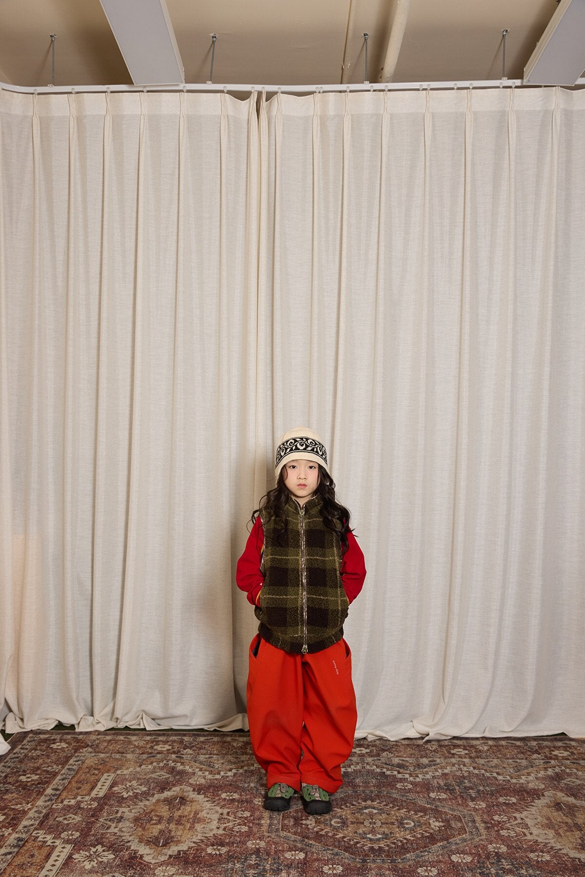 ベスト yummy&rocky | Imitation Lamb Wool Warm Vest ボアスタンドカラーベスト【mh0020099】