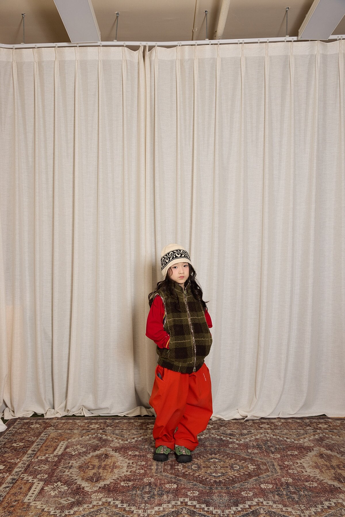 ベスト yummy&rocky | Imitation Lamb Wool Warm Vest ボアスタンドカラーベスト【mh0020099】