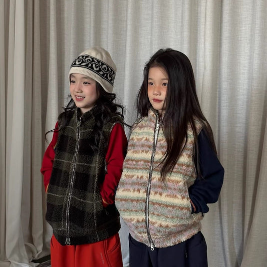 ベスト yummy&rocky | Imitation Lamb Wool Warm Vest ボアスタンドカラーベスト【mh0020099】