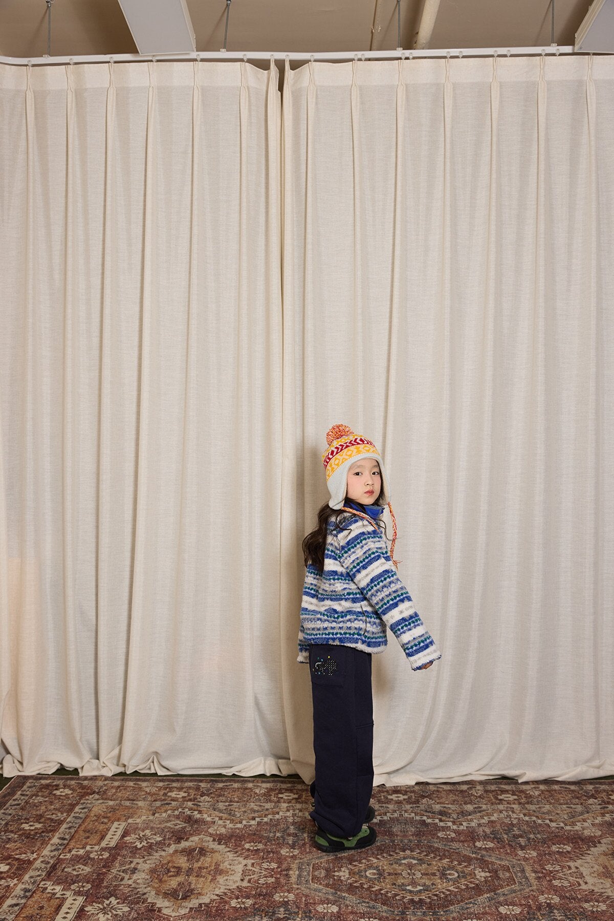 カーディガン・パーカー yummy&rocky | Imitation Lambswool Zipper Shirt スタンドカラーボアジップシャツ【mh0020098】