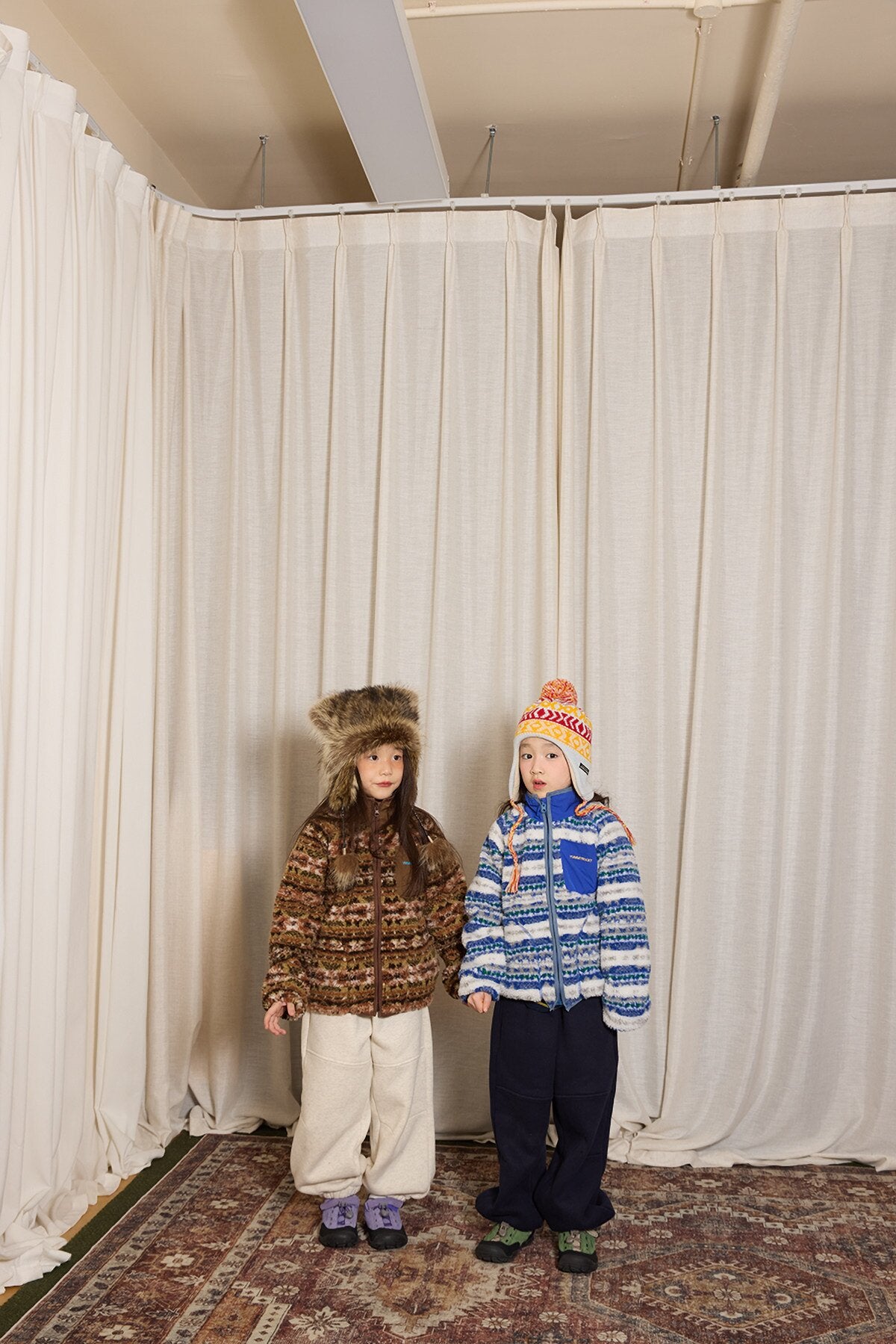 カーディガン・パーカー yummy&rocky | Imitation Lambswool Zipper Shirt スタンドカラーボアジップシャツ【mh0020098】