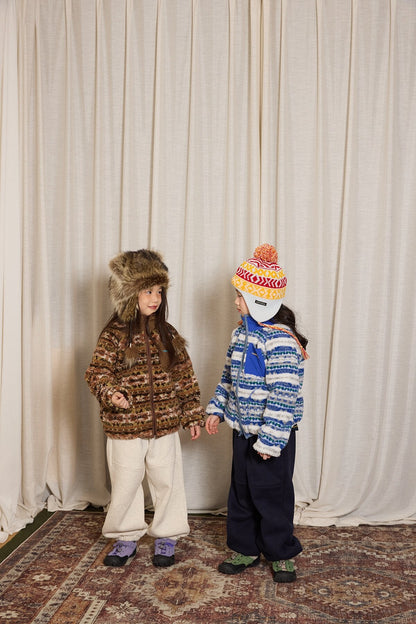 カーディガン・パーカー yummy&rocky | Imitation Lambswool Zipper Shirt スタンドカラーボアジップシャツ【mh0020098】