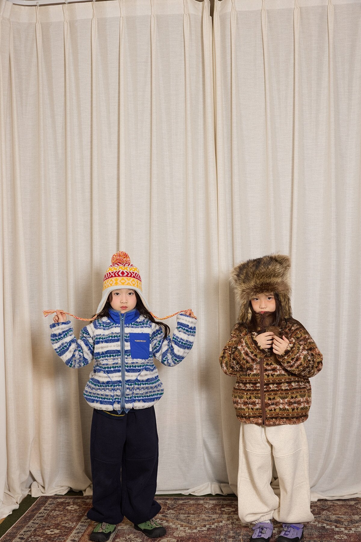 カーディガン・パーカー yummy&rocky | Imitation Lambswool Zipper Shirt スタンドカラーボアジップシャツ【mh0020098】