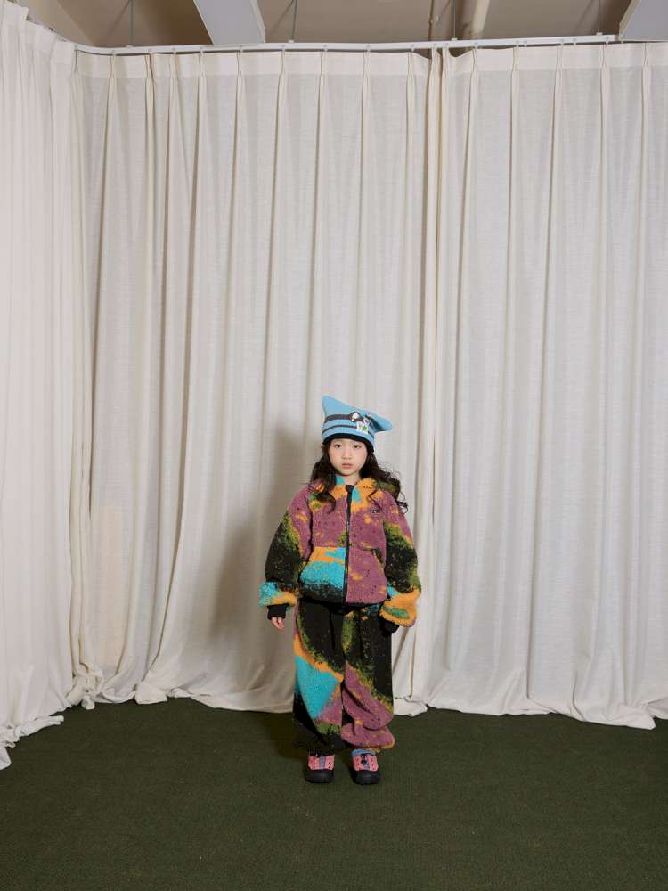 長袖セットアップ yummy&rocky | Lamb Wool Fleece Hooded Tracksuit ボアベスト付き 裏起毛 セットアップ【mh0020058】