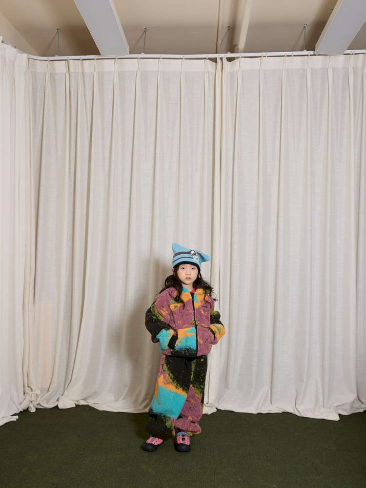 長袖セットアップ yummy&rocky | Lamb Wool Fleece Hooded Tracksuit ボアベスト付き 裏起毛 セットアップ【mh0020058】