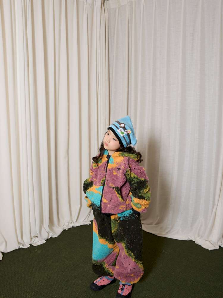 長袖セットアップ yummy&rocky | Lamb Wool Fleece Hooded Tracksuit ボアベスト付き 裏起毛 セットアップ【mh0020058】