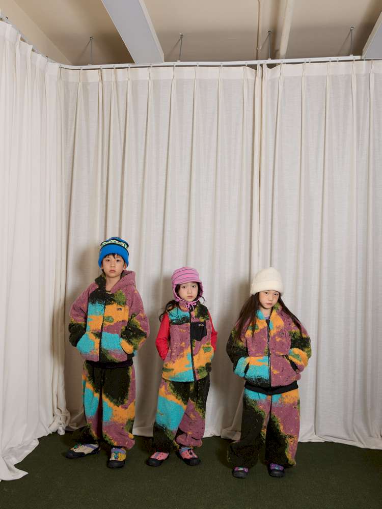 長袖セットアップ yummy&rocky | Lamb Wool Fleece Hooded Tracksuit ボアベスト付き 裏起毛 セットアップ【mh0020058】