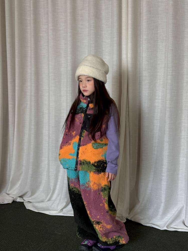 長袖セットアップ yummy&rocky | Lamb Wool Fleece Hooded Tracksuit ボアベスト付き 裏起毛 セットアップ【mh0020058】