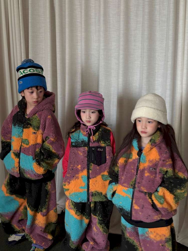 長袖セットアップ yummy&rocky | Lamb Wool Fleece Hooded Tracksuit ボアベスト付き 裏起毛 セットアップ【mh0020058】