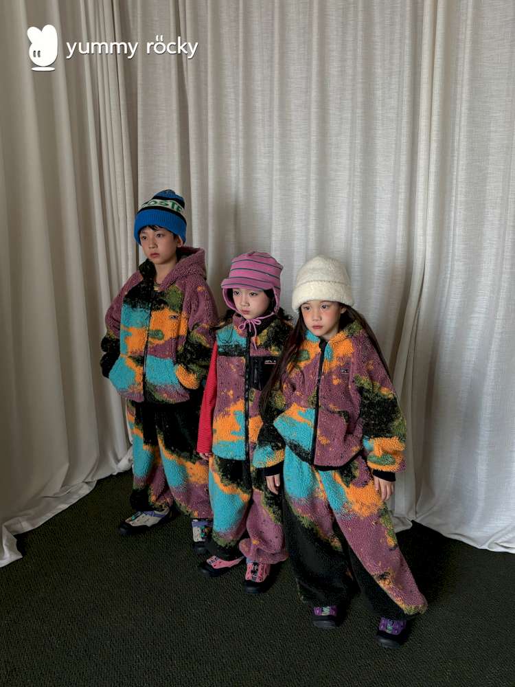 長袖セットアップ yummy&rocky | Lamb Wool Fleece Hooded Tracksuit ボアベスト付き 裏起毛 セットアップ【mh0020058】