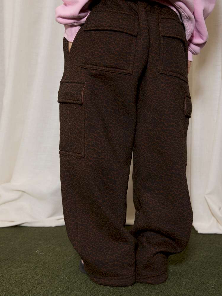 ロングパンツ・スウェットパンツ yummy&rocky | Leopard Print Thickened Fleece Pants レオパード柄 裏起毛 ストレートパンツ【mh0020061】