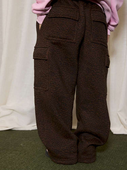 ロングパンツ・スウェットパンツ yummy&rocky | Leopard Print Thickened Fleece Pants レオパード柄 裏起毛 ストレートパンツ【mh0020061】