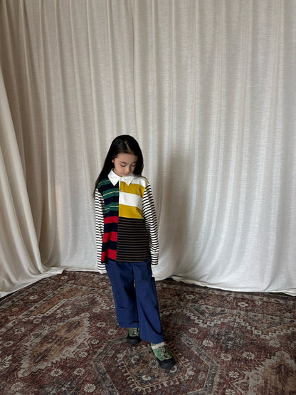 ピーチ起毛デニムのカーゴパンツ（ネイビー）、ワイドレッグ