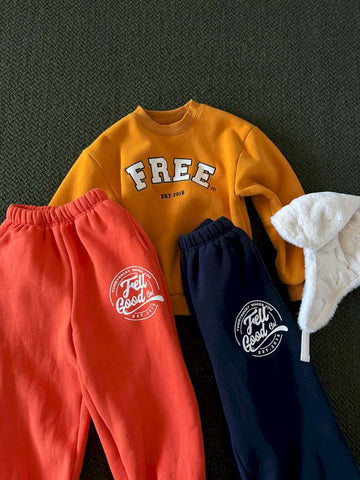 長袖セットアップ yummy&rocky | Patch Embroidery Printed Fleece Set 刺繍入り プリント裏起毛 セットアップ【mh0020051】