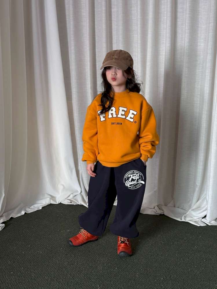 長袖セットアップ yummy&rocky | Patch Embroidery Printed Fleece Set 刺繍入り プリント裏起毛 セットアップ【mh0020051】