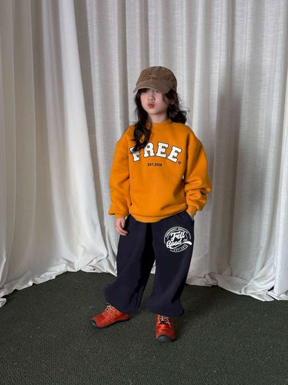 長袖セットアップ yummy&rocky | Patch Embroidery Printed Fleece Set 刺繍入り プリント裏起毛 セットアップ【mh0020051】