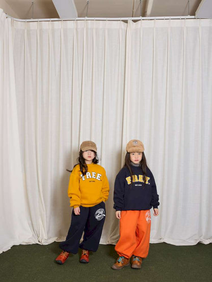 長袖セットアップ yummy&rocky | Patch Embroidery Printed Fleece Set 刺繍入り プリント裏起毛 セットアップ【mh0020051】