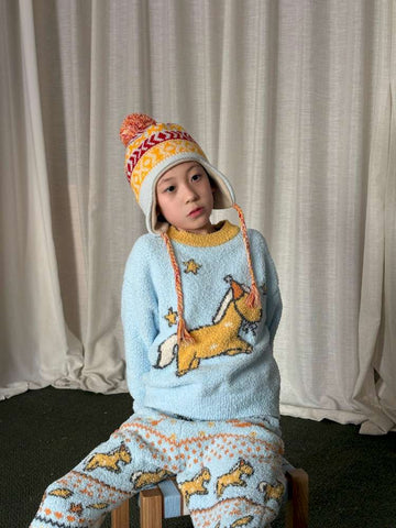 長袖パジャマ yummy&rocky | Penguin Pony Jacquard Soft Loungewear ジャガード ルームウェア セットアップ【mh0020049】