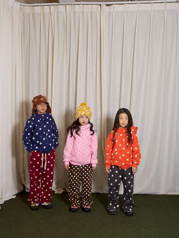 長袖セットアップ yummy&rocky | Polka Dot Star Print Fleece Tracksuit 星柄プリント フリース セットアップ【mh0020045】