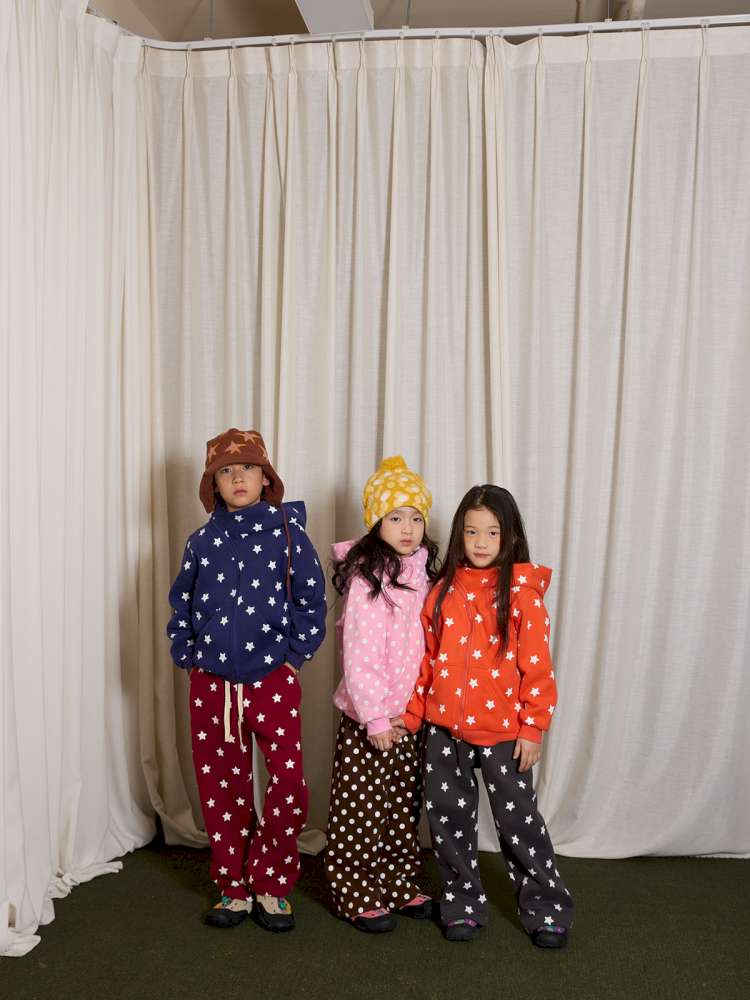 長袖セットアップ yummy&rocky | Polka Dot Star Print Fleece Tracksuit 星柄プリント フリース セットアップ【mh0020045】