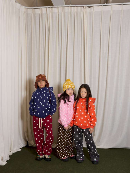長袖セットアップ yummy&rocky | Polka Dot Star Print Fleece Tracksuit 星柄プリント フリース セットアップ【mh0020045】