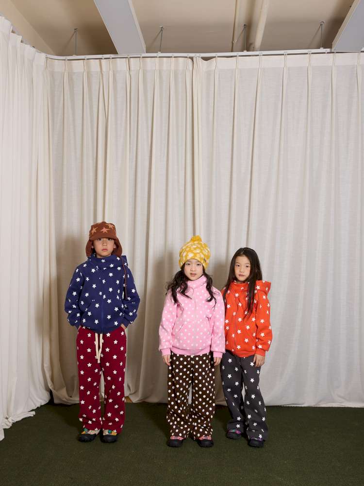 長袖セットアップ yummy&rocky | Polka Dot Star Print Fleece Tracksuit 星柄プリント フリース セットアップ【mh0020045】