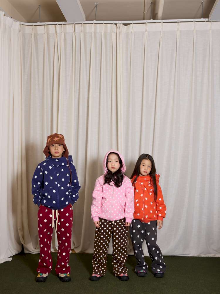 長袖セットアップ yummy&rocky | Polka Dot Star Print Fleece Tracksuit 星柄プリント フリース セットアップ【mh0020045】