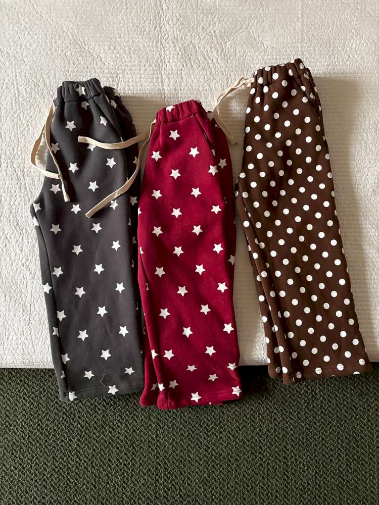 長袖セットアップ yummy&rocky | Polka Dot Star Print Fleece Tracksuit 星柄プリント フリース セットアップ【mh0020045】