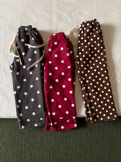 長袖セットアップ yummy&rocky | Polka Dot Star Print Fleece Tracksuit 星柄プリント フリース セットアップ【mh0020045】