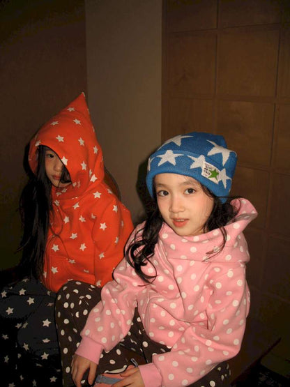 長袖セットアップ yummy&rocky | Polka Dot Star Print Fleece Tracksuit 星柄プリント フリース セットアップ【mh0020045】