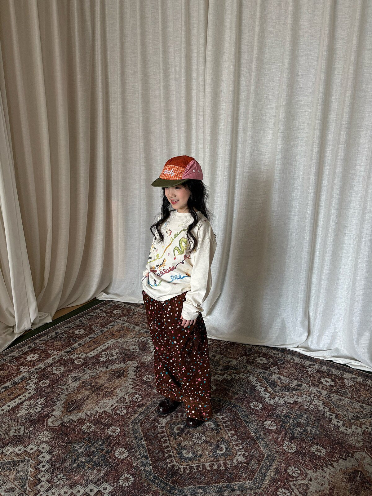 ロングパンツ・スウェットパンツ yummy&rocky | Star Print Cotton Corduroy Pants 星柄コーデュロイストレートパンツ【mh0020101】