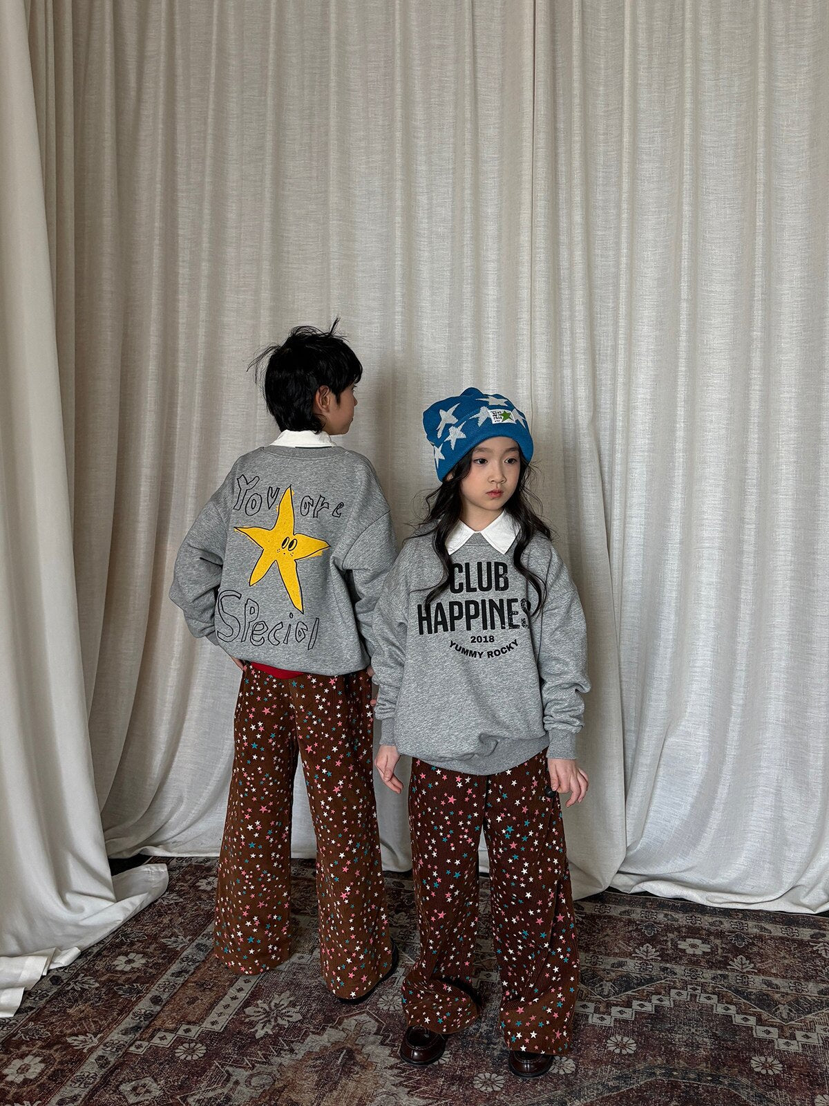 トレーナー・フーディ yummy&rocky | Star Print Soft Terry Thick T-Shirt 星柄テリー厚手長袖Tシャツ【mh0020103】
