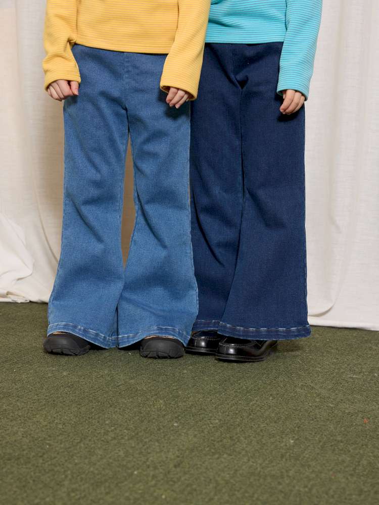 デニムパンツ yummy&rocky | Thickened Brushed Denim Bootcut Jeans 裏起毛 デニム ブーツカット ジーンズ【mh0020041】