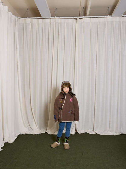 ショートコート・ジャケット・ジャンパー yummy&rocky | Thinsulate Patch Embroidery Alpaca Coat 刺繍入り アルパカ風 中綿コート【mh0020044】