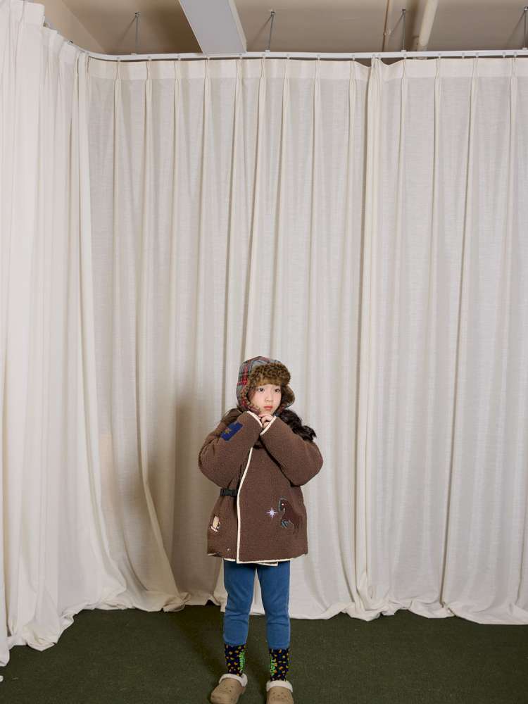 ショートコート・ジャケット・ジャンパー yummy&rocky | Thinsulate Patch Embroidery Alpaca Coat 刺繍入り アルパカ風 中綿コート【mh0020044】