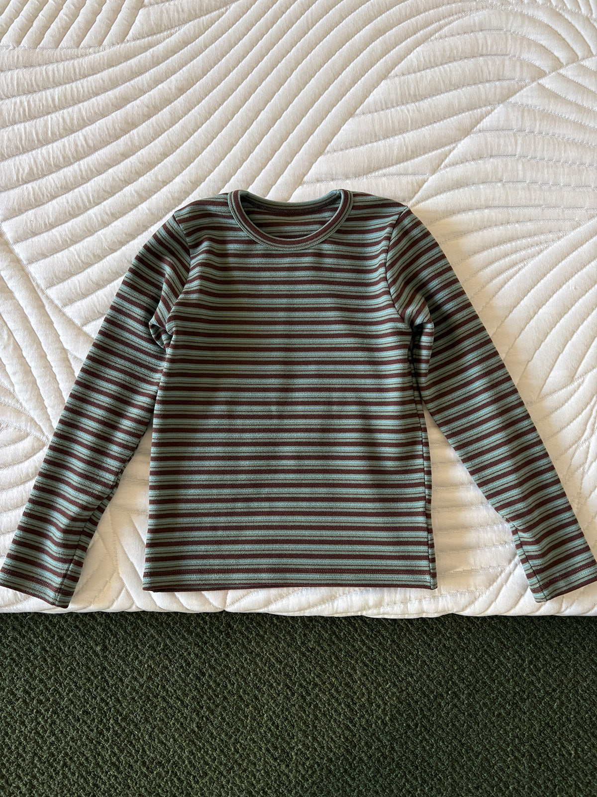 yummy&rocky | Antibacterial Striped Soft Base Layer 抗菌 防寒 ストライプ インナー トップス【mh0020057】 Green coffee / 110cm yummy&rocky 長袖Tシャツ