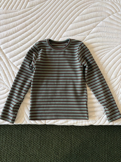 yummy&rocky | Antibacterial Striped Soft Base Layer 抗菌 防寒 ストライプ インナー トップス【mh0020057】 Green coffee / 110cm yummy&rocky 長袖Tシャツ