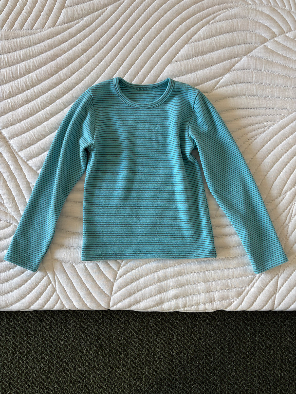 yummy&rocky | Antibacterial Striped Soft Base Layer 抗菌 防寒 ストライプ インナー トップス【mh0020057】 Tiffany Blue / 110cm yummy&rocky 長袖Tシャツ