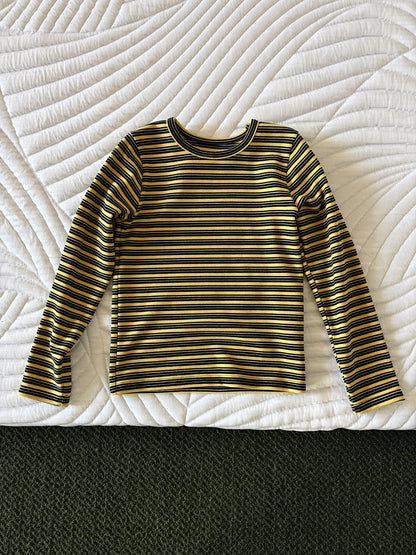 yummy&rocky | Antibacterial Striped Soft Base Layer 抗菌 防寒 ストライプ インナー トップス【mh0020057】 Yellow black / 110cm yummy&rocky 長袖Tシャツ