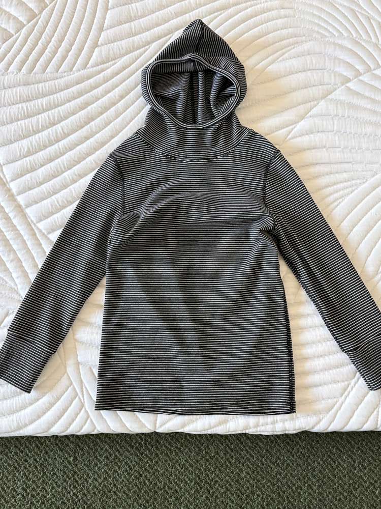 長袖Tシャツ Black / 110cm yummy&rocky | Antibacterial Pinstripe Hooded Base Layer ピンストライプ フーデッド インナー【mh0020056】