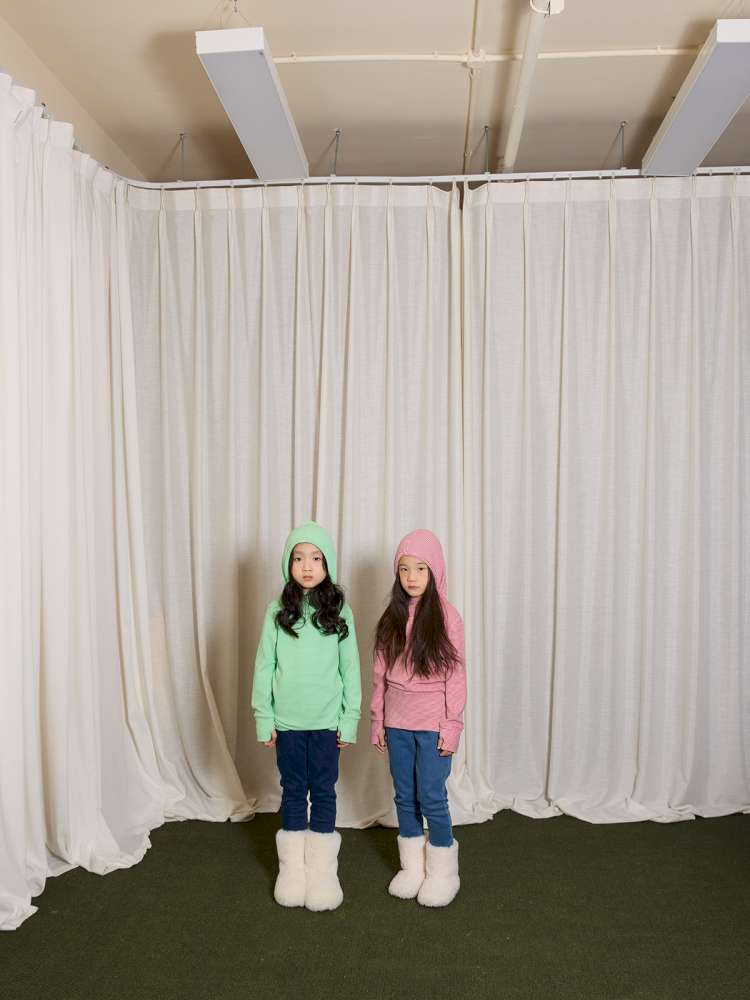 長袖Tシャツ yummy&rocky | Antibacterial Pinstripe Hooded Base Layer ピンストライプ フーデッド インナー【mh0020056】