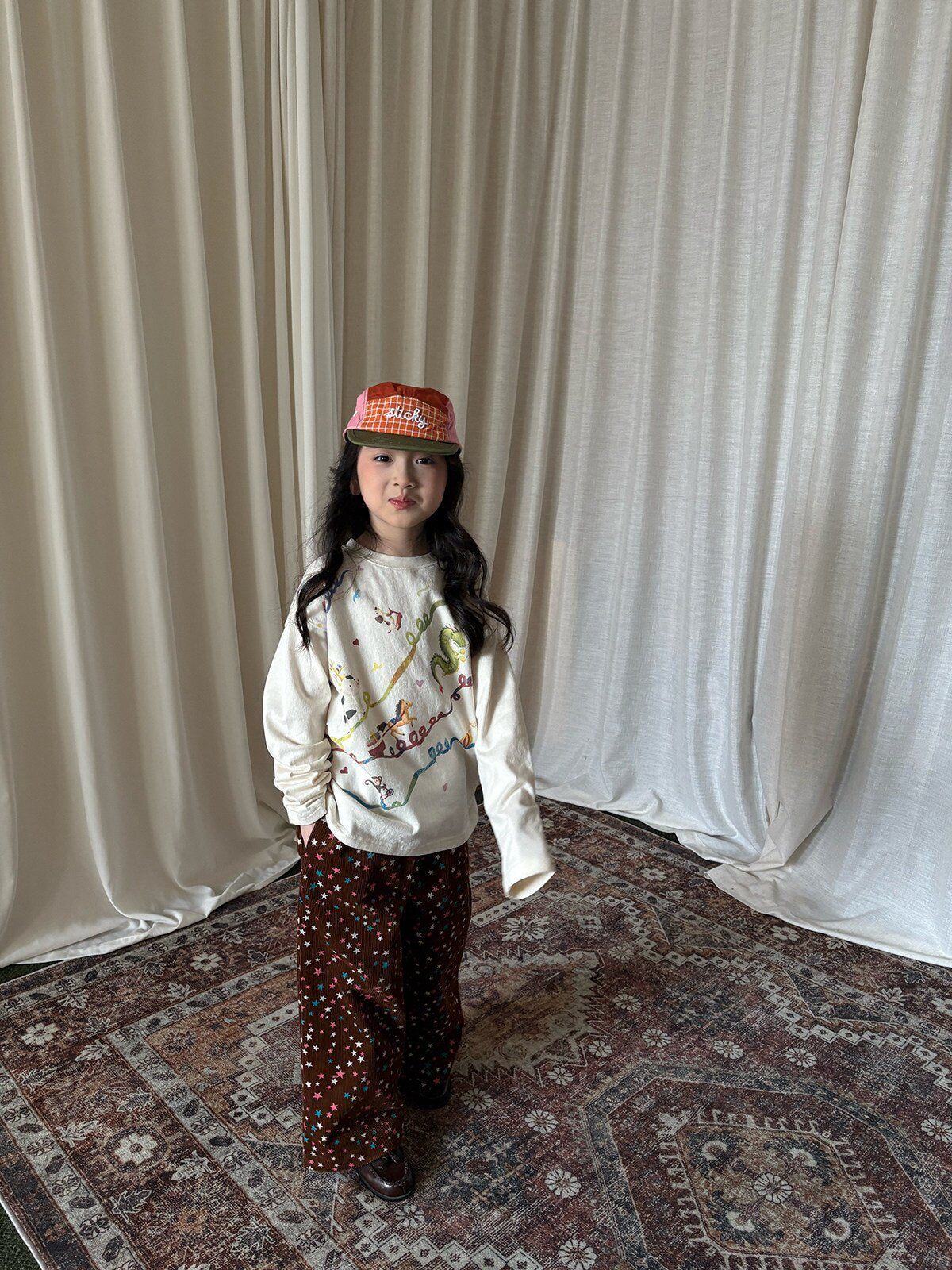 長袖Tシャツ yummy&rocky | Ribbon Print Organic Cotton T-Shirt リボンプリントオーガニックコットンT【mh0020106】