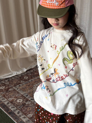 長袖Tシャツ yummy&rocky | Ribbon Print Organic Cotton T-Shirt リボンプリントオーガニックコットンT【mh0020106】