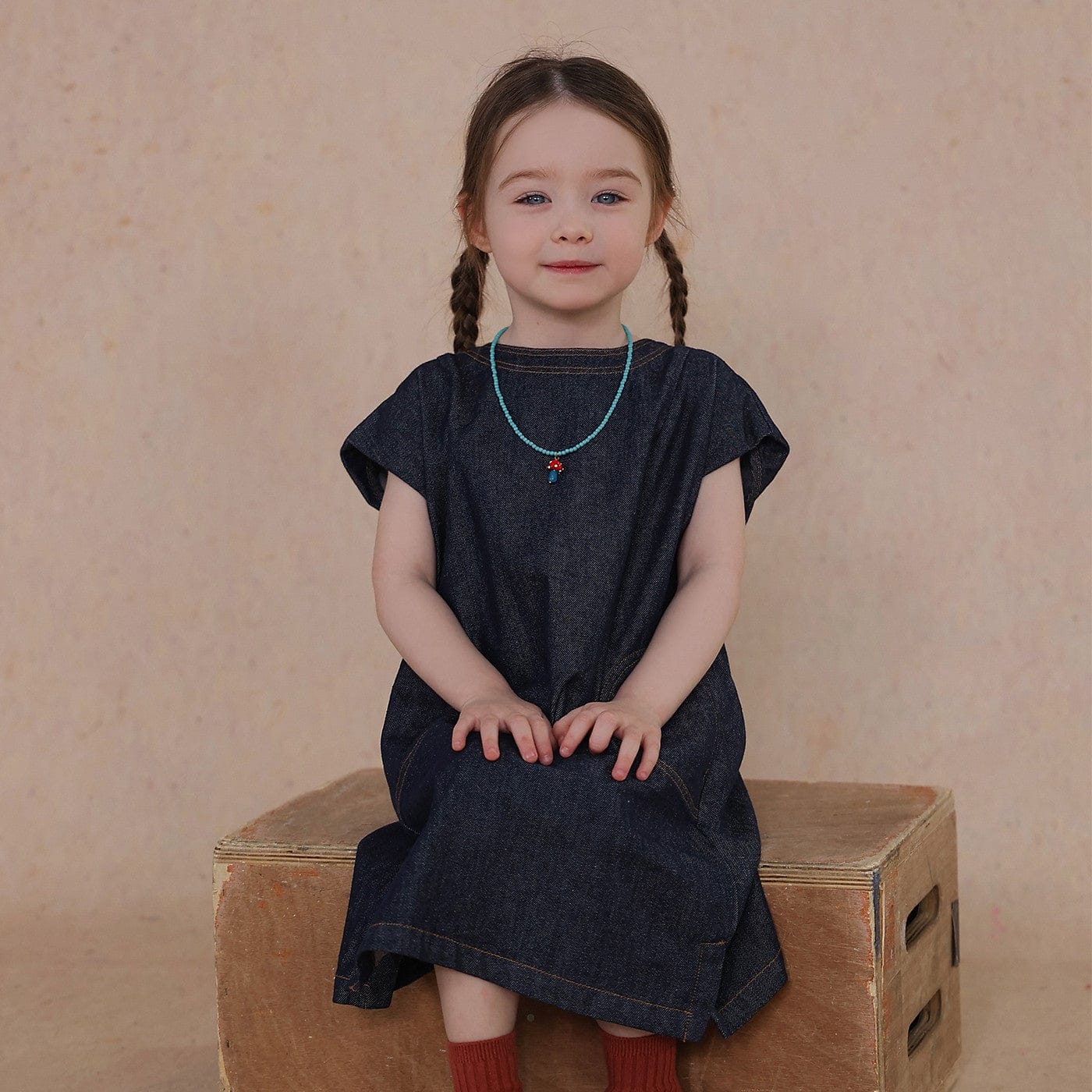 半袖ワンピース Blue / 80cm thin denim dress【mh0009451】