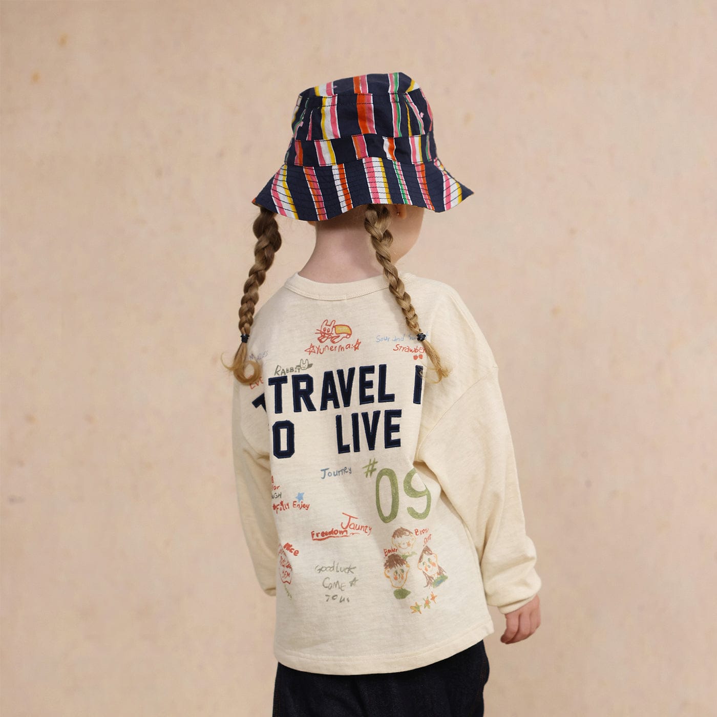 ベビー用帽子 Blue color stripe children's model / One Size double-sided printed sun hat【mh0009470】