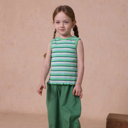 タンクトップ・キャミソール・ノースリーブトップス Green / 80cm striped vest tops【mh0009491】