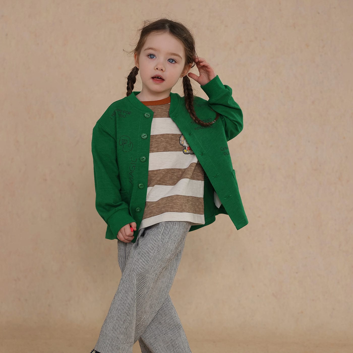 カーディガン・パーカー Green / 80cm thin embroidered hand-painted cardigan【mh0009453】