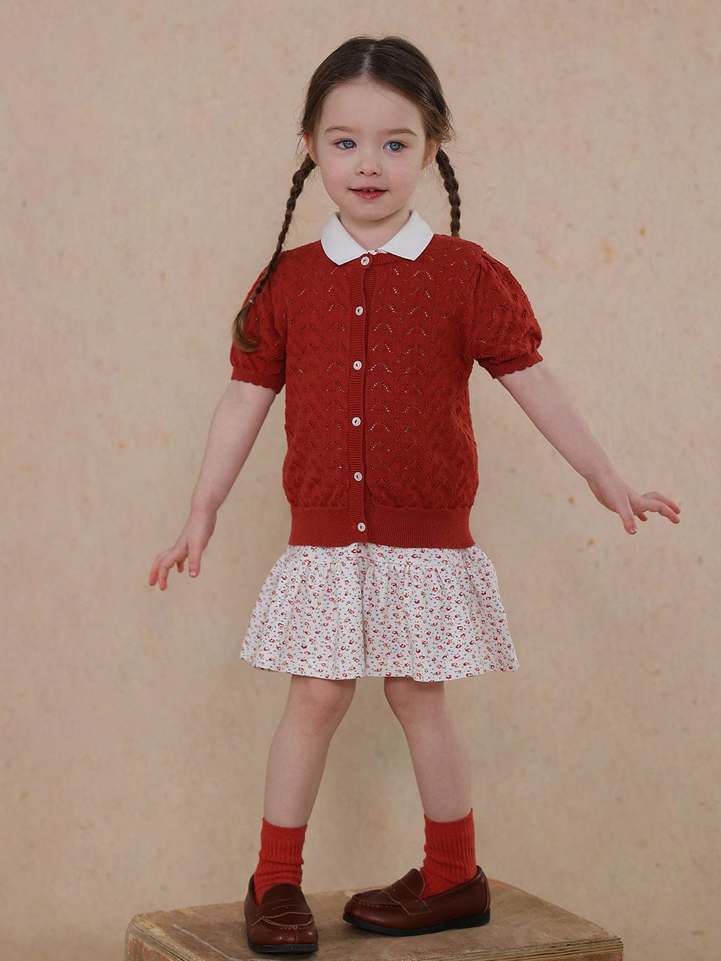 カーディガン・パーカー knitted hollow short-sleeve cardigan【mh0009486】