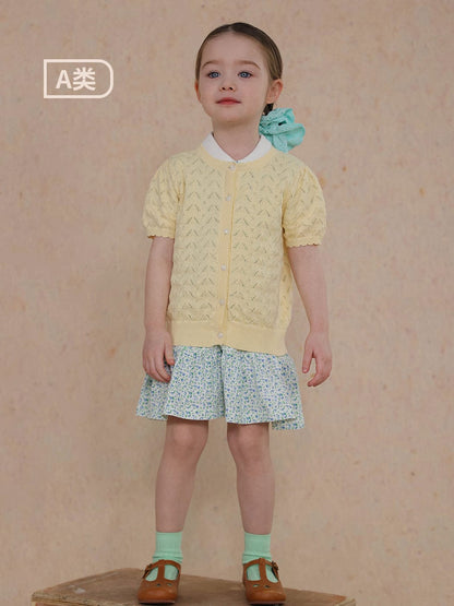 カーディガン・パーカー knitted hollow short-sleeve cardigan【mh0009486】